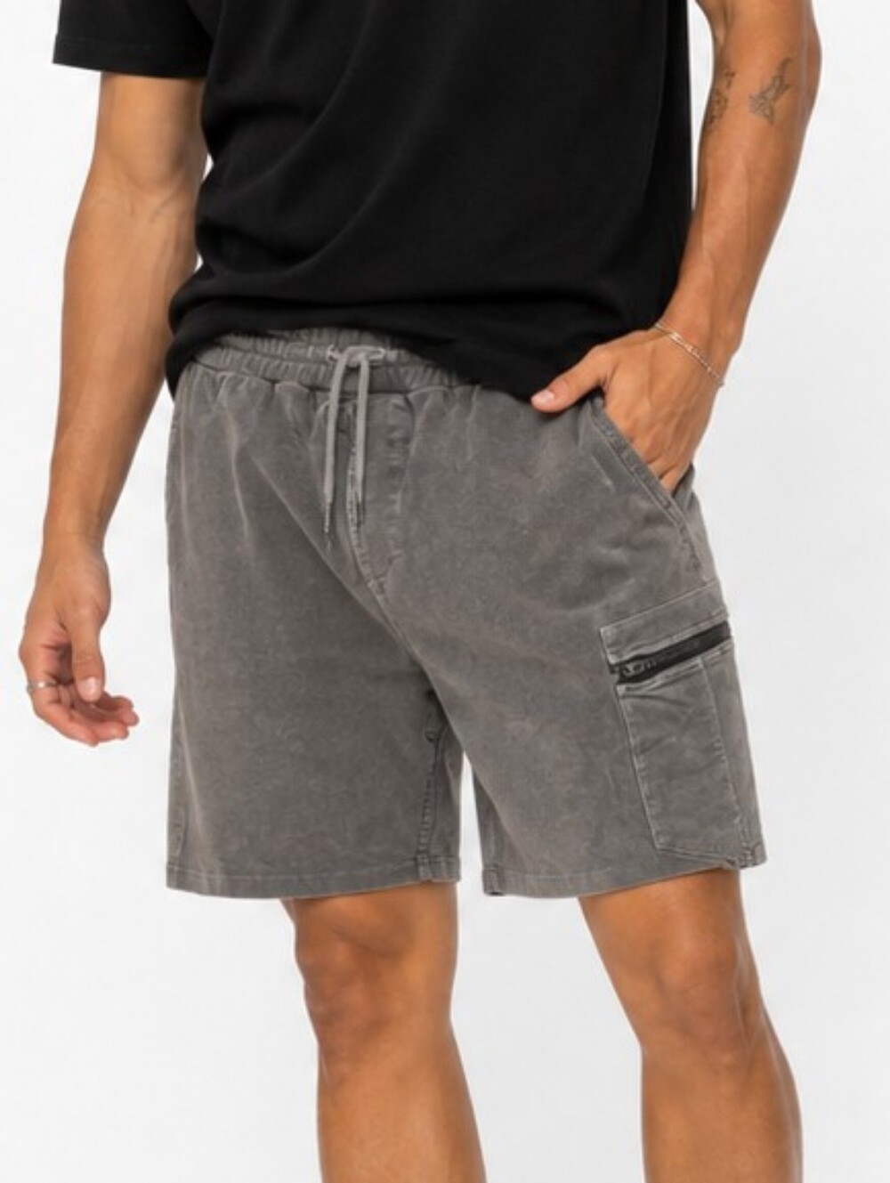 Desigual ($120) Men’s Gray Drawstring Cargo Shorts Zip Pocket Streetwear NWOT